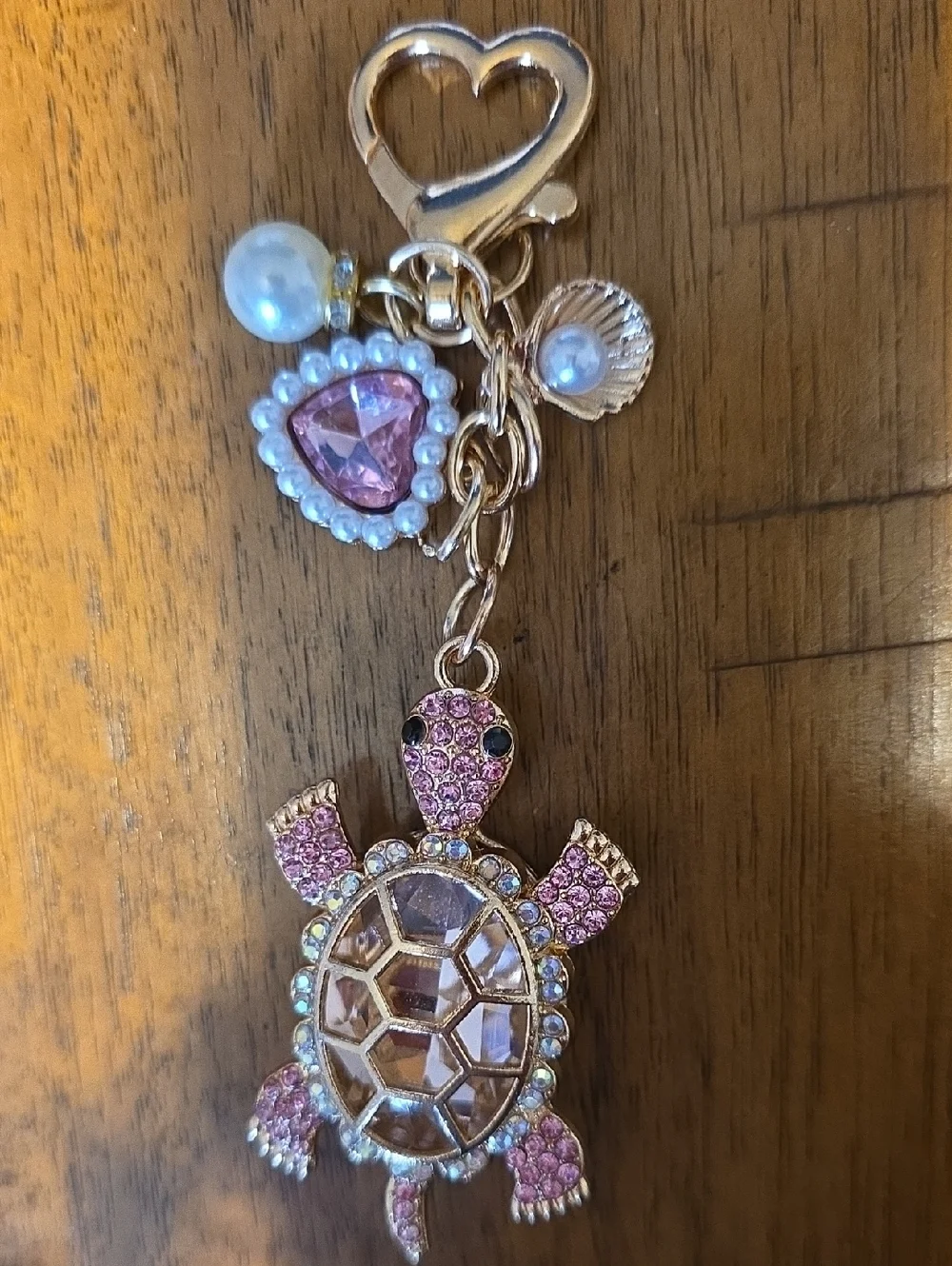 Pink Crystal Turtle Bag Charm/ Keychain